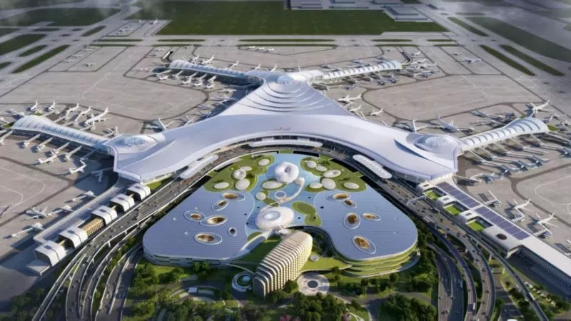 Tòa nhà ga tiền chế xanh